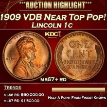 1909 VDB Lincoln Cent Near Top Pop! 1c ms67+ rd SEGS