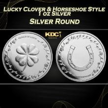 Lucky Clover & Horseshoe Style - 1 oz Silver Round Round