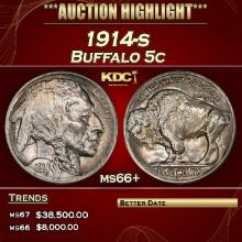 1914-s Buffalo Nickel 5c ms66+ SEGS
