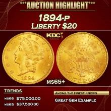 1894-p Gold Liberty Double Eagle $20 ms65+ SEGS