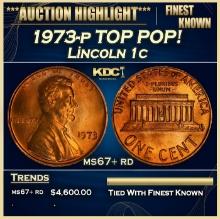 1973-p Lincoln Cent TOP POP! 1c ms67+ rd SEGS