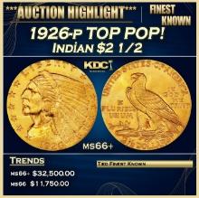 1926-p Gold Indian Quarter Eagle TOP POP! $2 1/2 ms66+ USCG