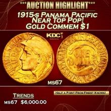 1915-s Panama Pacific Gold Commem Dollar Near Top Pop! 1 ms67 SEGS