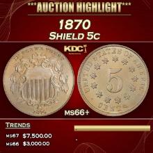 1870 Shield Nickel 5c ms66+ SEGS