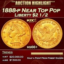 1888-p Gold Liberty Quarter Eagle Near Top Pop $2 1/2 ms66+ SEGS