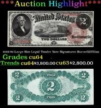 1880 $2 Large Size Legal Tender Note Grades Choice CU Signatures Burce/Gilfillan