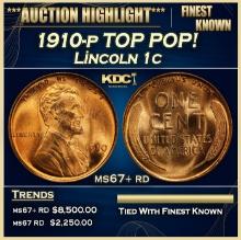 1910-p Lincoln Cent TOP POP! 1c ms67+ rd SEGS