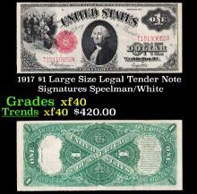 1917 $1 Large Size Legal Tender Note Grades xf Signatures Speelman/White