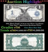 1899 $1 large size Silver Certificate "Black Eagle" **Star Note** Grades vf++ Signatures Speelman/Wh