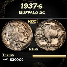 1937-s Buffalo Nickel 5c Grades ms66