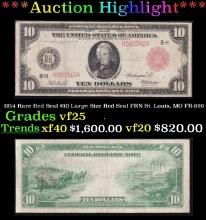 1914 $10 Large Size Red Seal FRN Rare Red Seal St. Louis, MO Grades vf+ FR-899