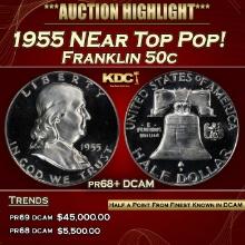 1955 Proof Franklin Half Dollar NEar Top Pop! 50c pr68+ DCAM SEGS
