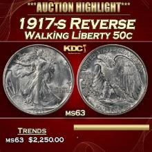 1917-s Reverse Walking Liberty Half Dollar 50c ms63 USCG