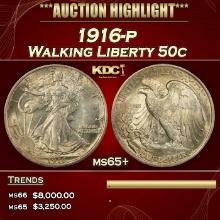 1916-p Walking Liberty Half Dollar 50c ms65+ SEGS