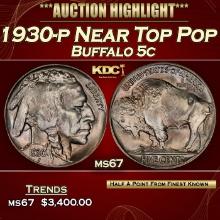 1930-p Buffalo Nickel Near Top Pop 5c ms67 SEGS