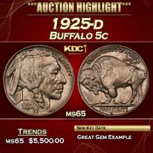 1925-d Buffalo Nickel 5c ms65 SEGS