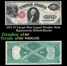 1917 $1 Large Size Legal Tender Note Grades xf Signatures Elliott/Burke