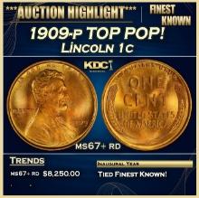1909-p Lincoln Cent TOP POP! 1c ms67+ rd SEGS