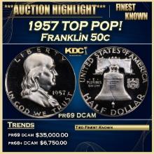 1957 Proof Franklin Half Dollar TOP POP! 50c pr69 DCAM SEGS