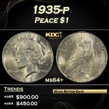 1935-p Peace Dollar $1 Grades ms64+