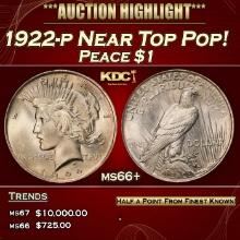 1922-p Peace Dollar Near Top Pop! $1 ms66+ SEGS