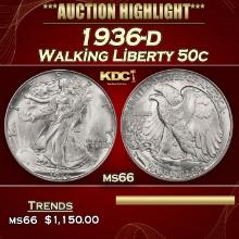 1936-d Walking Liberty Half Dollar 50c ms66 SEGS