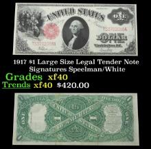 1917 $1 Large Size Legal Tender Note Grades xf Signatures Speelman/White