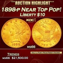 1898-p Gold Liberty Eagle Near Top Pop! $10 ms66 SEGS