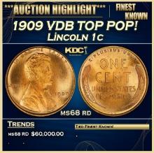 1909 VDB Lincoln Cent TOP POP! 1c ms68 rd SEGS
