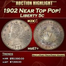 1902 Liberty Nickel Near Top Pop! 5c ms67+ SEGS