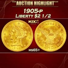 1905-p Gold Liberty Quarter Eagle $2 1/2 ms65+ SEGS