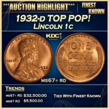 1932-d Lincoln Cent TOP POP! 1c ms67+ rd SEGS