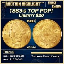 1883-s Gold Liberty Double Eagle TOP POP! $20 ms64+ SEGS