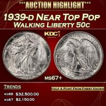 1939-d Walking Liberty Half Dollar Near Top Pop 50c ms67+ SEGS