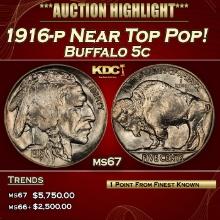 1916-p Buffalo Nickel Near Top Pop! 5c ms67 SEGS