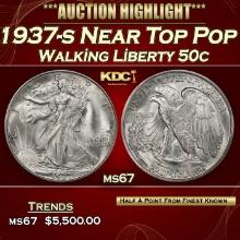 1937-s Walking Liberty Half Dollar Near Top Pop 50c ms67 SEGS