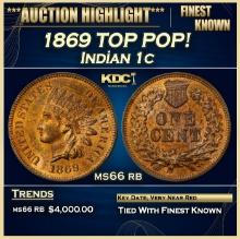 1869 Indian Cent TOP POP! 1c ms66 rb SEGS