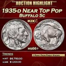 1935-d Buffalo Nickel Near Top Pop 5c ms66+ SEGS