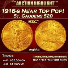 1916-s Gold St. Gaudens Double Eagle Near Top Pop! $20 ms66+ SEGS