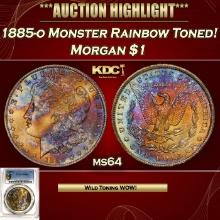 PCGS 1885-o Morgan Dollar Monster Rainbow Toned! $1 ms64 PCGS
