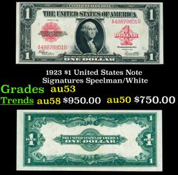 1923 $1 United States Note Grades Select AU Signatures Speelman/White
