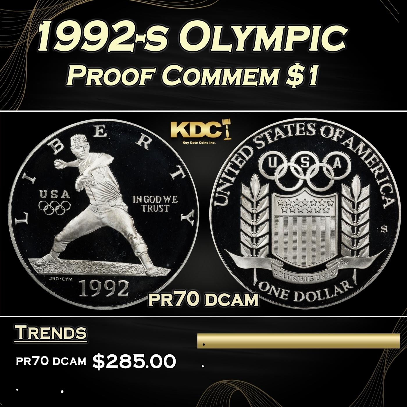 1992-s Olympic Proof Modern Commem Dollar $1 pr70 dcam SEGS