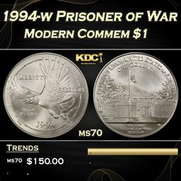 1994-w Prisoner of War Modern Commem Dollar $1 ms70 SEGS