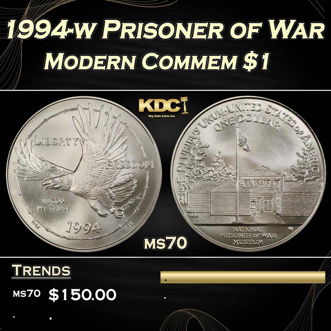 1994-w Prisoner of War Modern Commem Dollar $1 ms70 SEGS