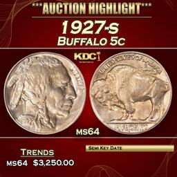 1927-s Buffalo Nickel 5c ms64 SEGS