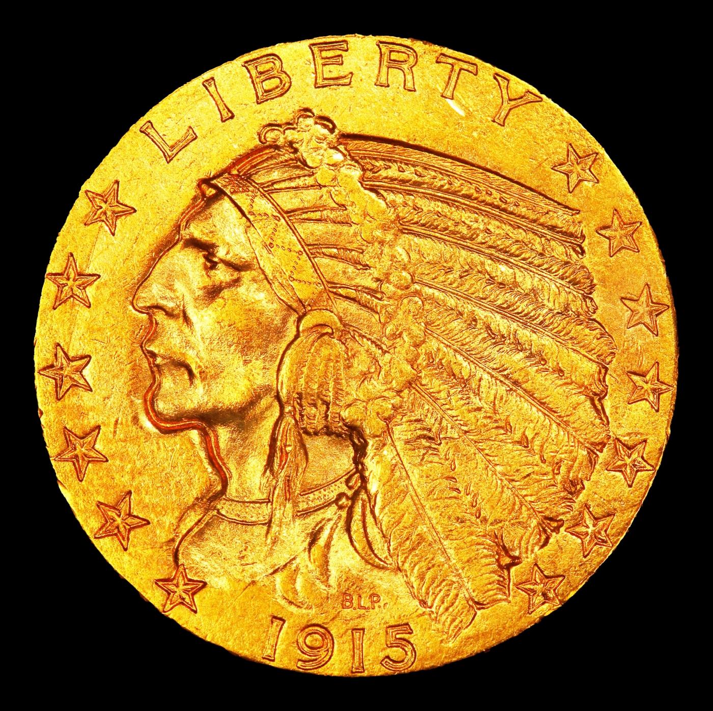 1915-s Gold Indian Half Eagle $5 ms63 USCG