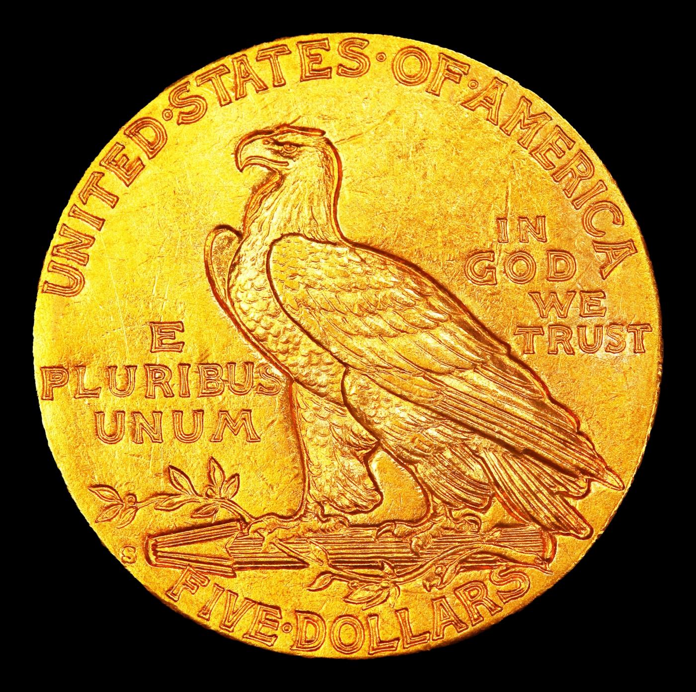 1915-s Gold Indian Half Eagle $5 ms63 USCG