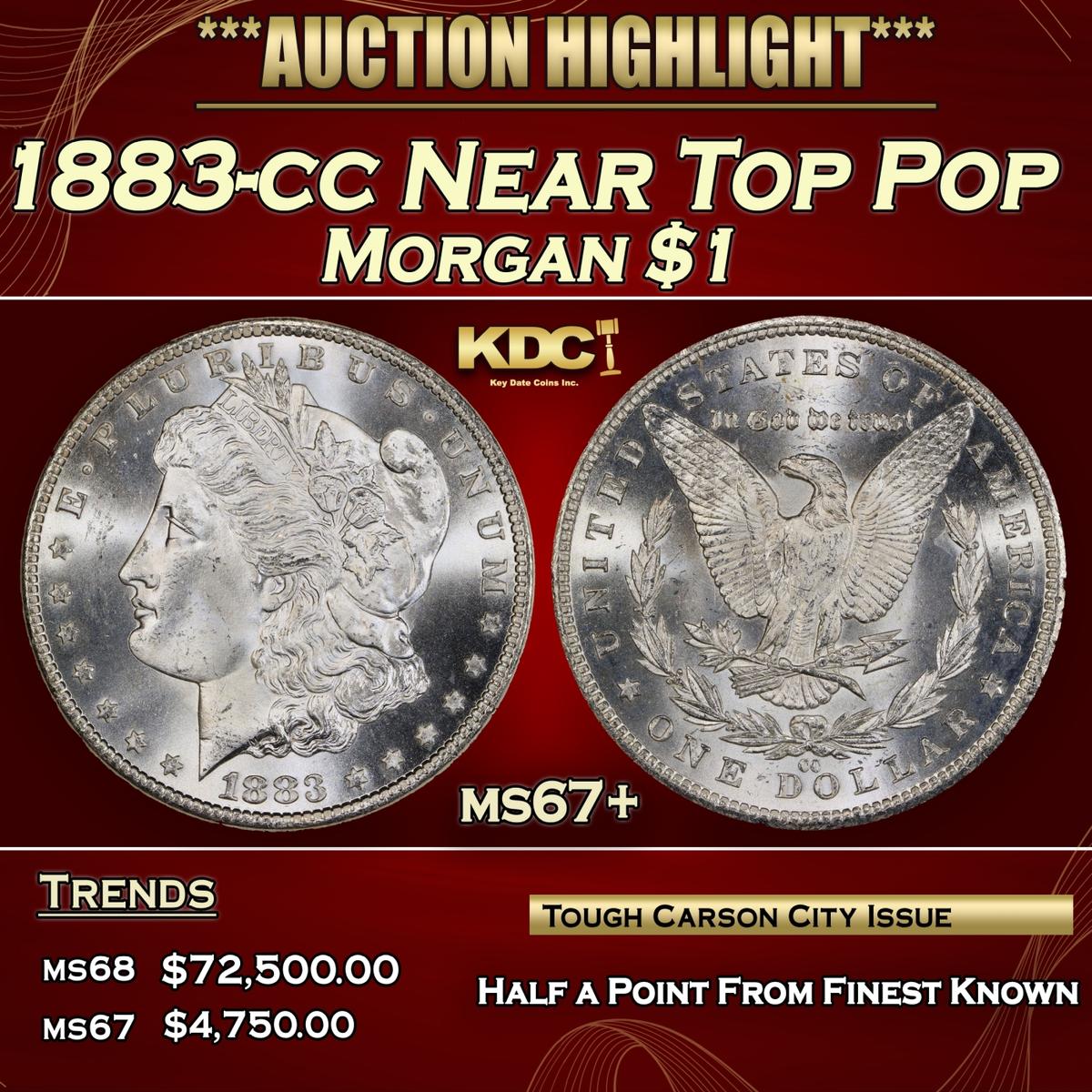 1883-cc Morgan Dollar Near Top Pop $1 ms67+ SEGS