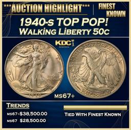 1940-s Walking Liberty Half Dollar TOP POP! 50c ms67+ SEGS