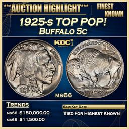 1925-s Buffalo Nickel TOP POP! 5c ms66 SEGS